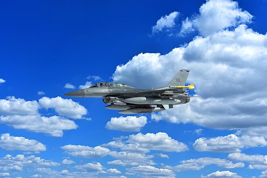 제트기, 항공기, 하늘, 구름, 군, 공군, 전투기, 평면, f16, 미국 공군