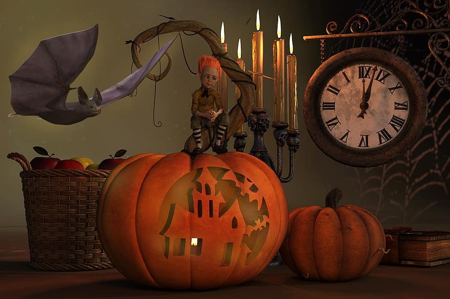 halloween, pumpa, dekoration, höst, kuslig, oktober, skörda, orange, höstdekoration, ljuv, House Elf