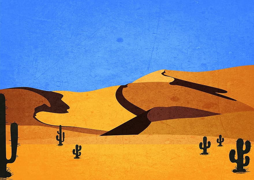 deserto, dune, paesaggio, sabbia, cactus, natura, solitudine, marocchino, immobilità, sfondo, Africa