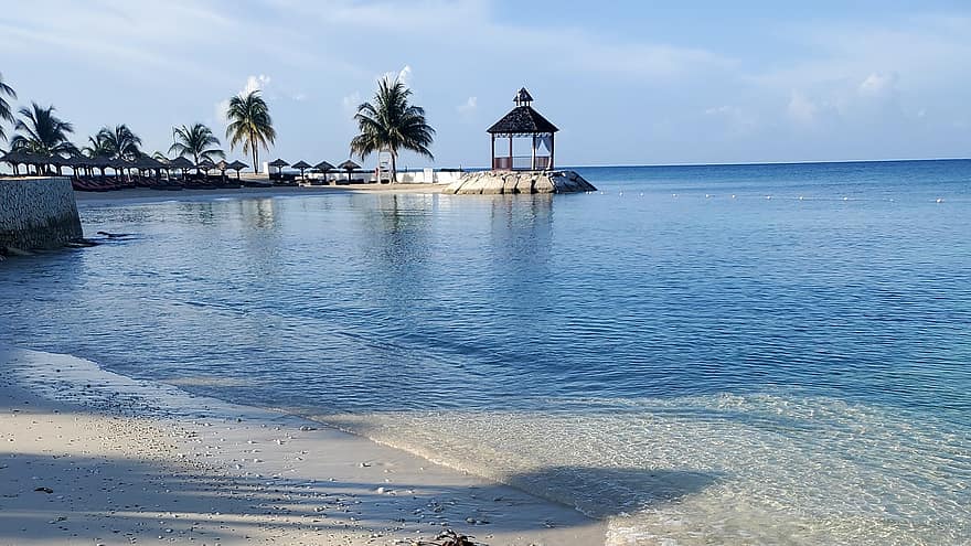plaj, Jamaika, ada, cennet, tatil, peyzaj, çare, Su, yaz, mavi, kıyı şeridi
