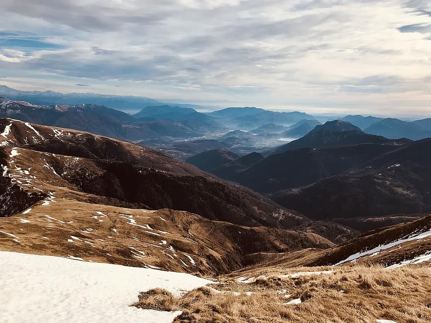 Panorama Dari Gazzirola, rute alpine, pegunungan Alpen, berjalan, langit, puncak, kunjungan, hiking, gunung, alam, awan