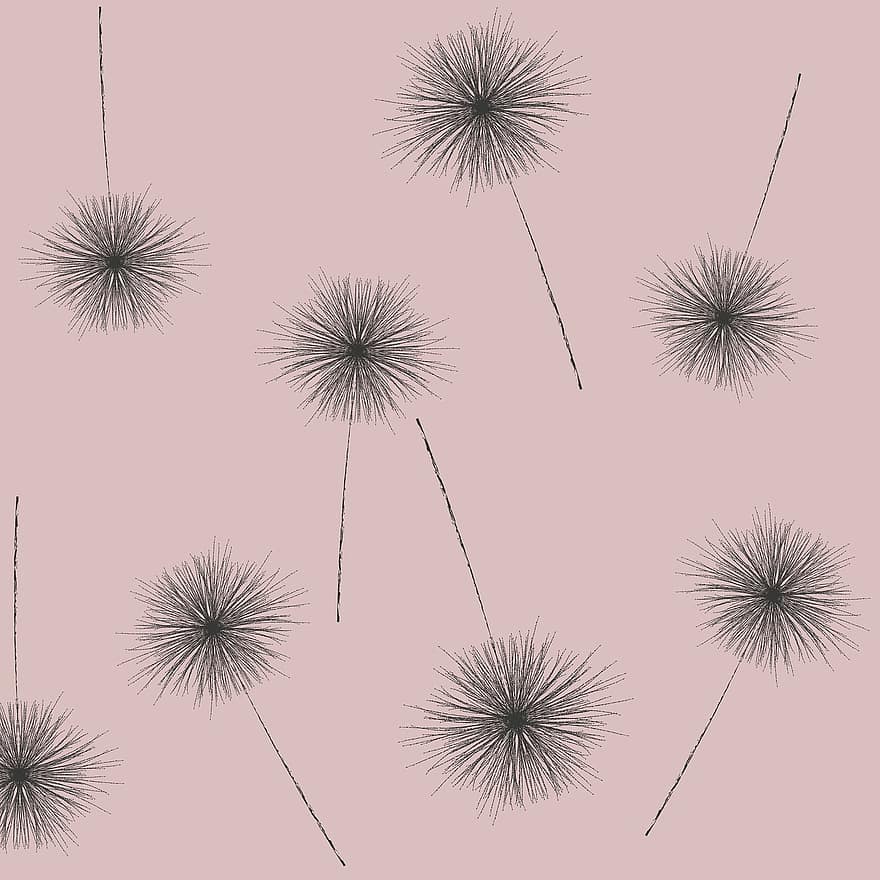 Dandelions, Seeds, Fluff, Plants, To Grow, Drawing, Texture, Fine Lines, illustration, vector, abstract