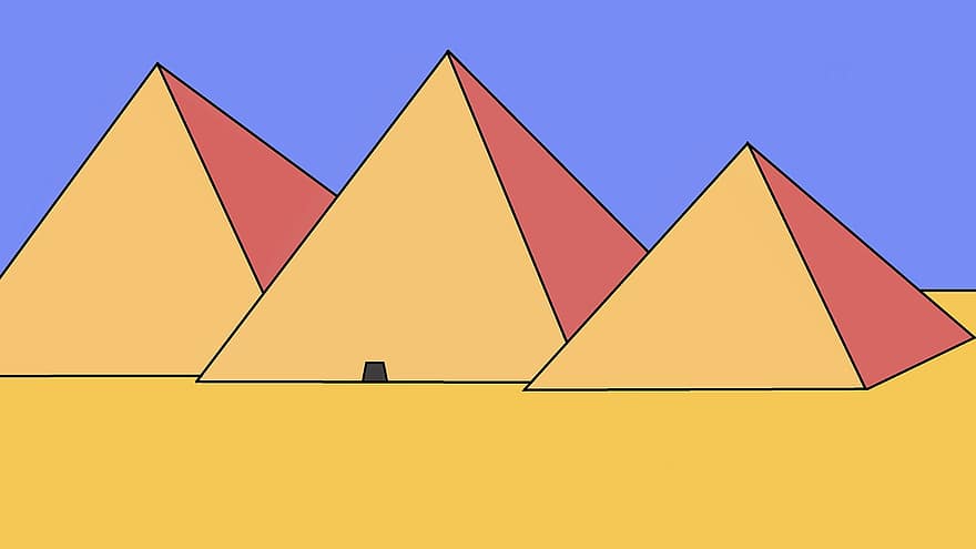pyramider, tecknad serie, bakgrund, öken-