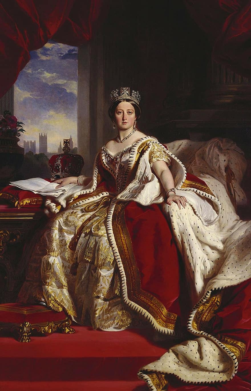 franz winterhalter, potret, lukisan, minyak di atas kanvas, seni, artistik, kesenian, Ratu Victoria, Inggris