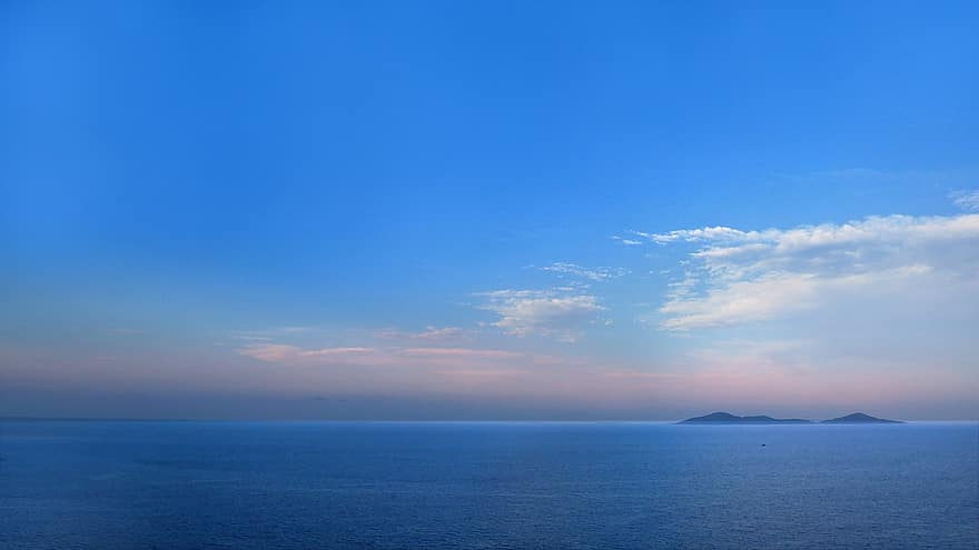 sjø, hav, blått hav, blå sjø, vannpolo, Skiatos-øya, horisont, skyline, blå himmel, landskaper, natur
