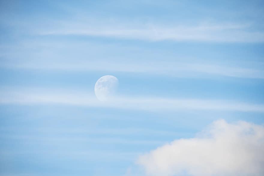 langit, awan, bulan, satelit, kumulus, cloudscape, di luar rumah, wallpaper, Latar Belakang, biru, ruang