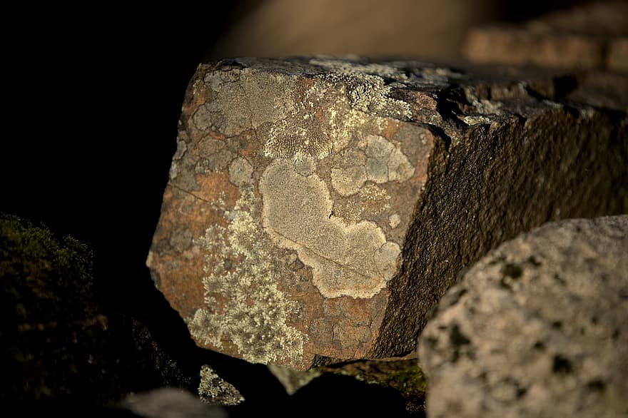lichen, piatră, a închide, fundaluri, stâncă, vechi, macro, industrie de contructie, material de piatră, stare brută, model