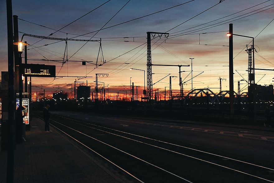 Tracks, Overhead Lines, Sunset, Stop