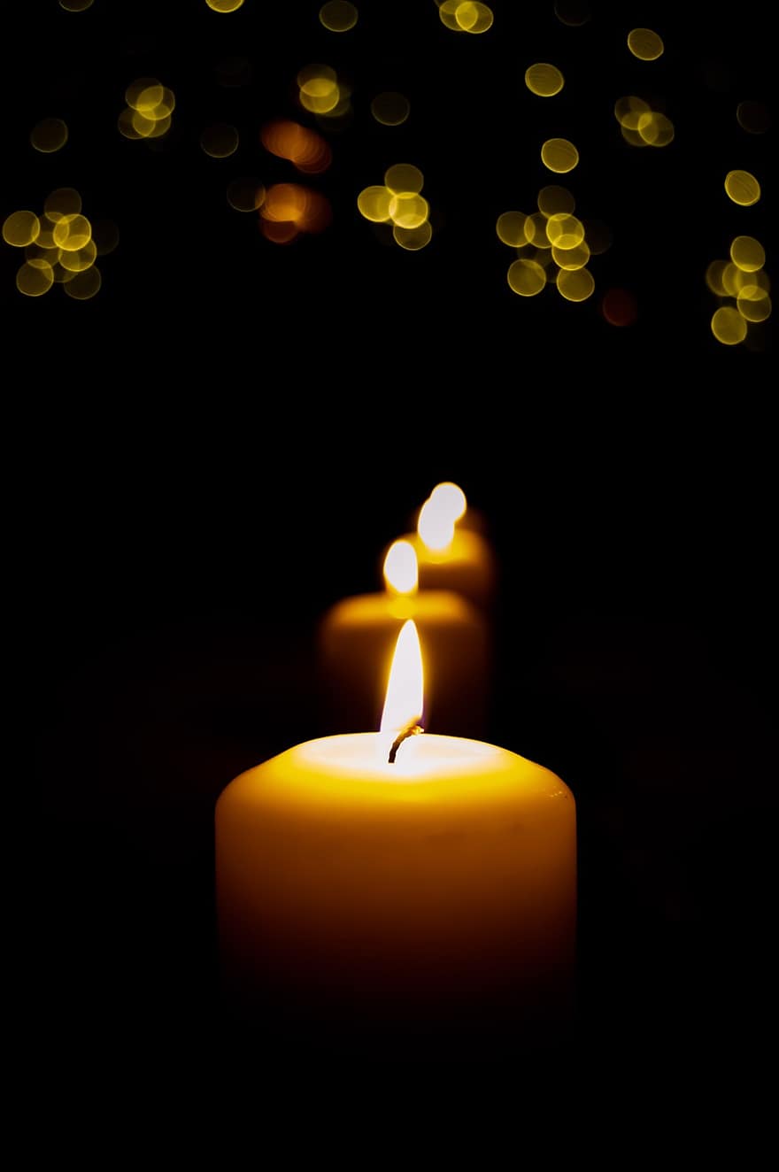 κεριά, φως κεριών, αναθηματικά κεριά, Χριστούγεννα, έλευση, κερί, φλόγα, Φωτιά, φυσικό φαινόμενο, λαμπερός, υπόβαθρα