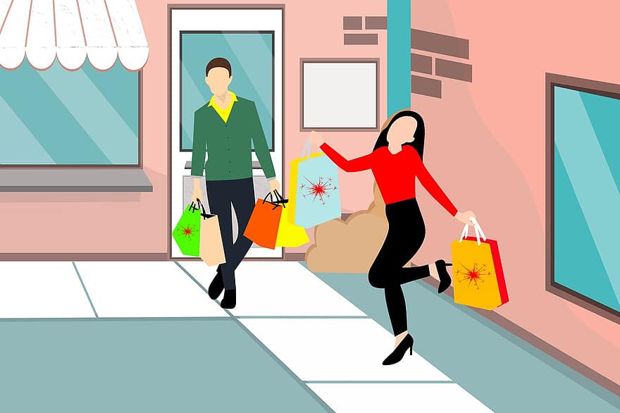 التسوق ، اشخاص ، رجل ، النساء ، متجر ، عيد الميلاد ، سوق ، العميل ، قطاعي ، أنثى ، يشترى