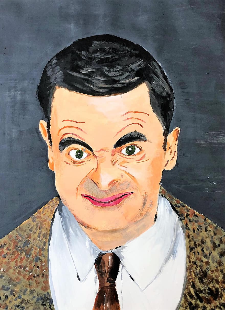 Comedy, Actor, Bean, Portrait, Painting