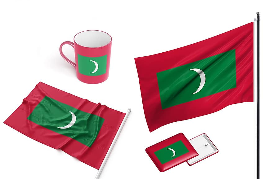 Мальдивы, страна, флаг, кружка, дизайн, национальный, идентичность