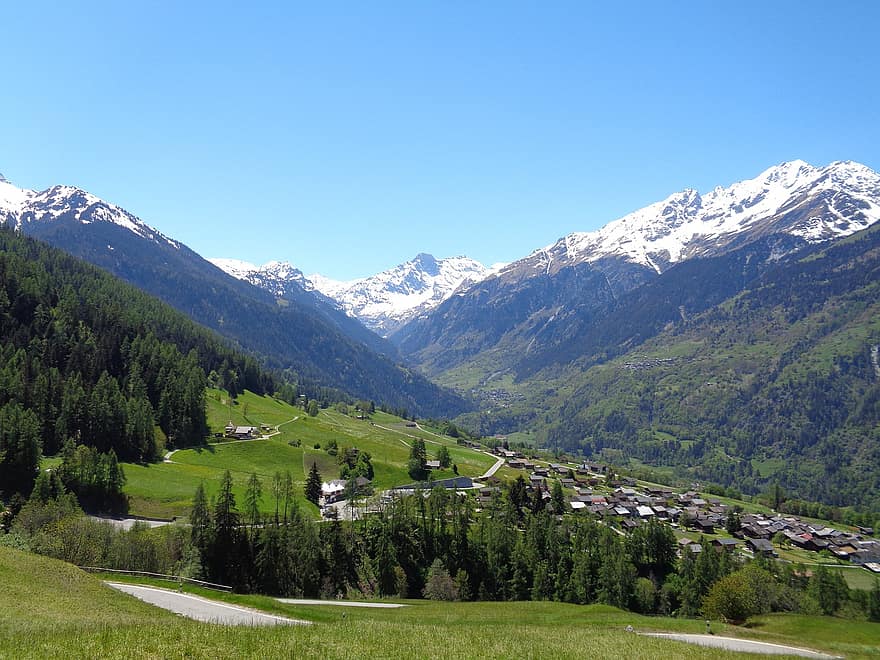 Suíça, Alpes, montanhas, natureza, alpino, panorama, Europa, Val De Bagnes, cenário