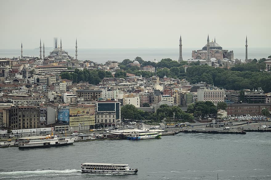 シティ、旅行、観光、イスタンブール、七面鳥、都市、建築、ミナレット、有名な場所、街並み、文化