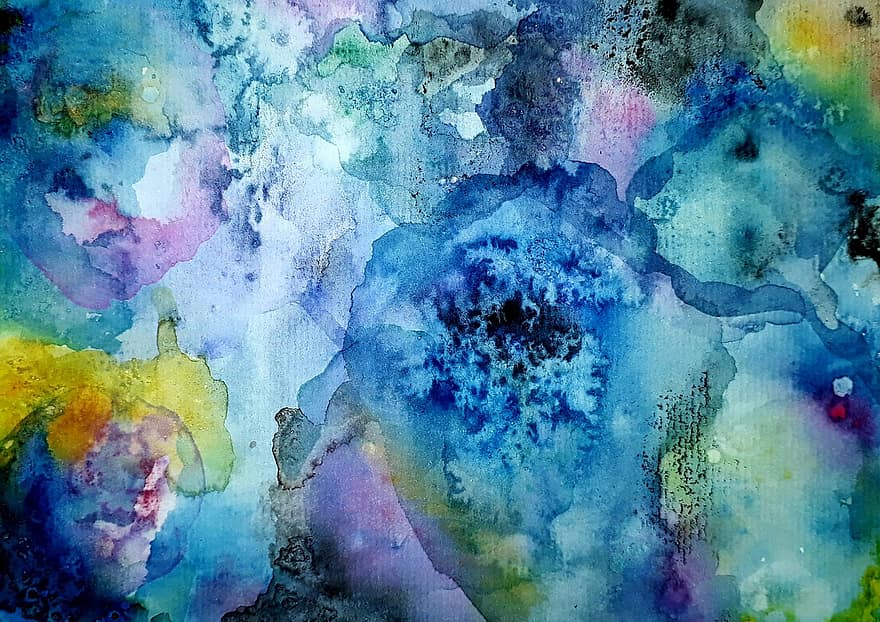 Texture, Watercolor, Turquoise, Blue, Painted, Galaxy, Background, Cosmos, Infinity