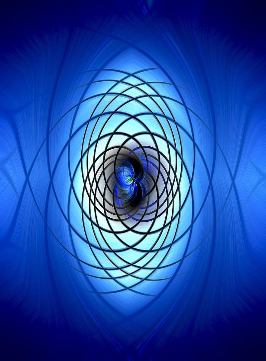 синий, шаблон, спираль, Водоворот, кривая, вертеть, фрактальный, динамический, симметрия, движение, украшение