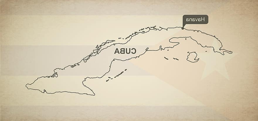 vázlat, térkép, Kuba, földrajz, ország, térképek, Észak Amerika, pontos, zászló