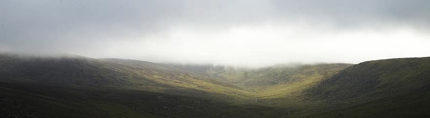 панорама, гори, природи, подорожі, розвідка, на відкритому повітрі, Ірландія, гірський, краєвид, туман, гірська вершина