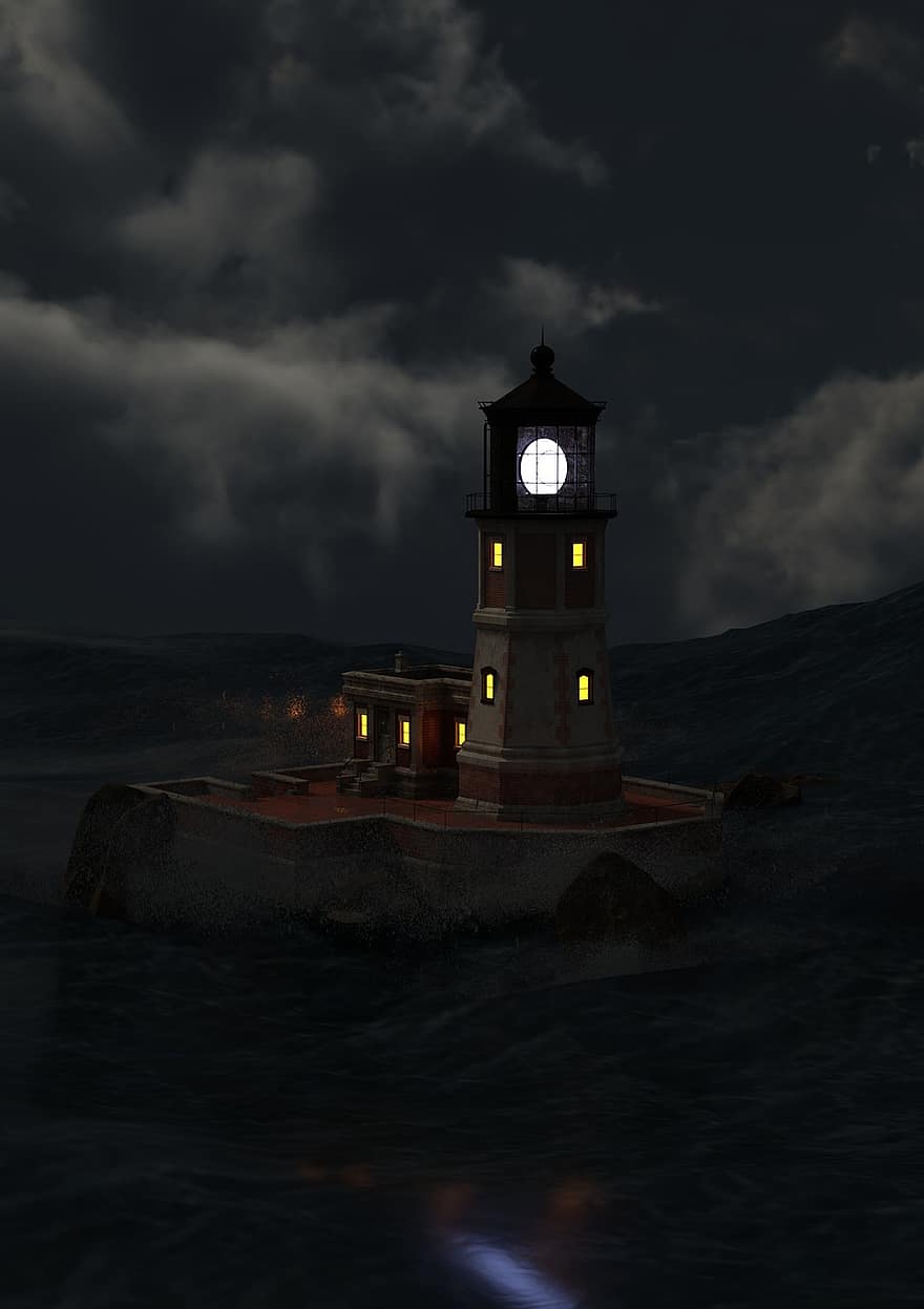 latarnia morska, daymark, Wysyłka , sygnał, wieża, Wybrzeże, morze, jezioro, szeroki, noc, światło