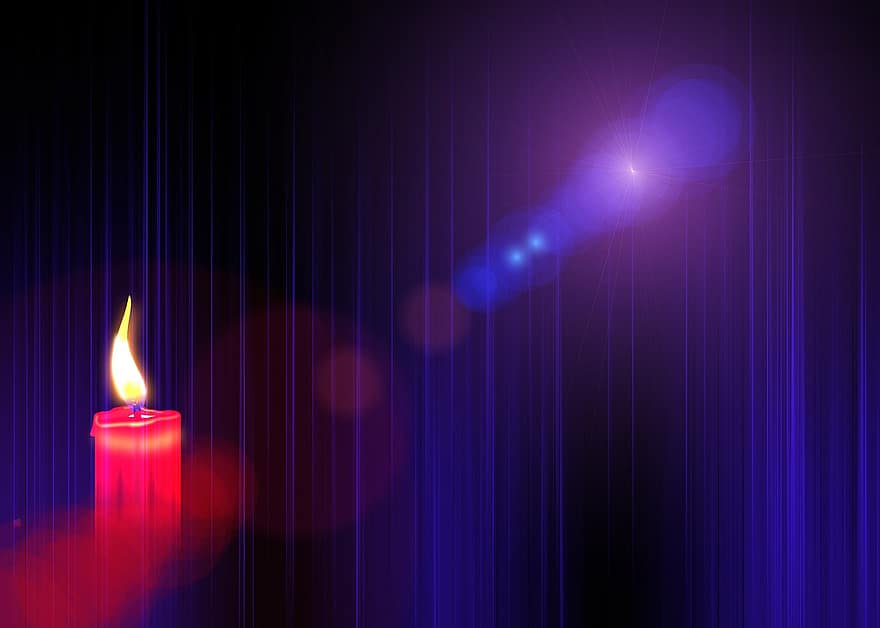 Candle, Advent, Curtain, Stripes, Christmas, Purple, Flare, Bill, Flame, Decorative, Atmosphere