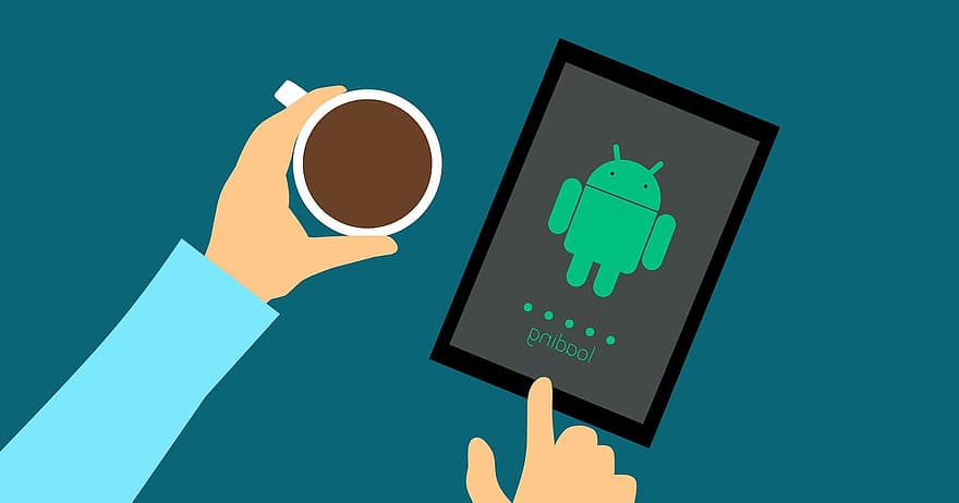 kahvi, design, android, käsi, tabletti, liiketoiminta, Internet, kosketus, kuvaruutu, kannettava, tekniikka