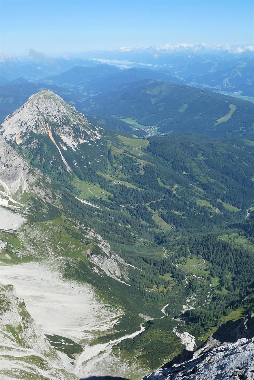 Hoher Dachstein, montanhas, Alpes, Áustria, cadeia de montanhas, panorama