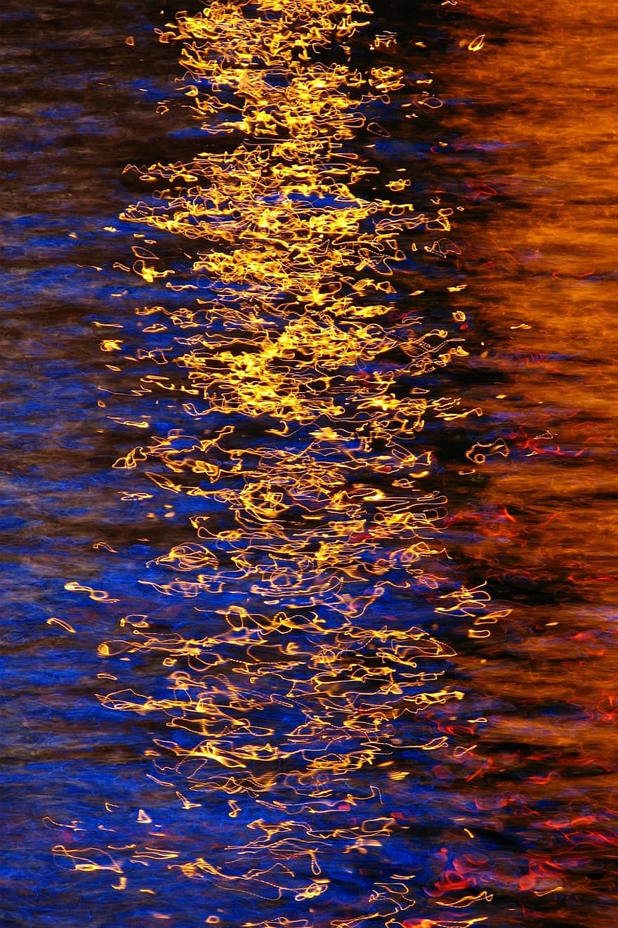 Water, Water Texture, Night, Colors, Glow, Lights, Abstract, Shimmer, Liquid