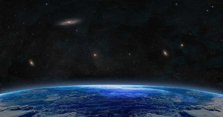 zila planēta, zemes, telpa, Visumu, kosmoss, astronomija, galaktika, zvaigznes, nakts debesis, kosmosa ceļojumi, fona