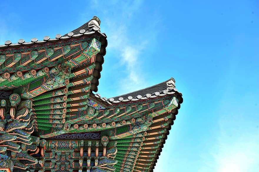 храм, подорожі, туризм, Республіка Корея, корея, традиційний, дах, культур, архітектура, черепиця, екстер'єр будівлі