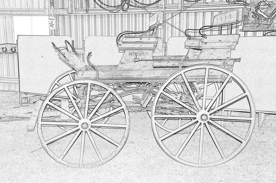 wagon, vervoer-, vervoer, paardenkoets, auto, oud