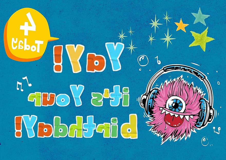 Birthday, Greeting, Card, Kids, Child, Monster, Smile, Eye, Colorful, Fantasy, Cute