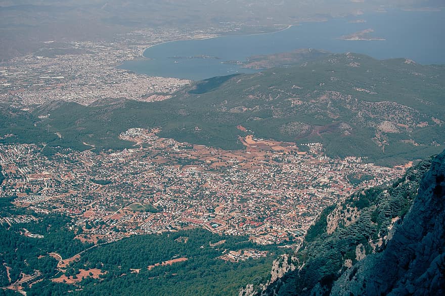 Turkije, fethiye, stad, stedelijk, natuur, luchtfoto