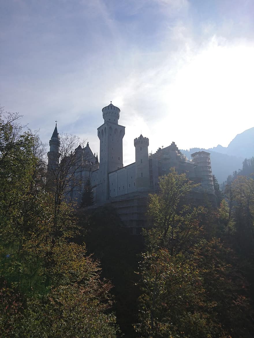 castello, Tedesco, castello tedesco, natura, alberi, nuvole, sfondo, medievale, architettura, autunno, esterno dell'edificio