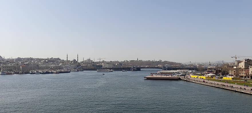 устье реки, Стамбул, парк, берег, вид на море мечети, известное место, воды, городской пейзаж, Перевозка, архитектура, морское судно
