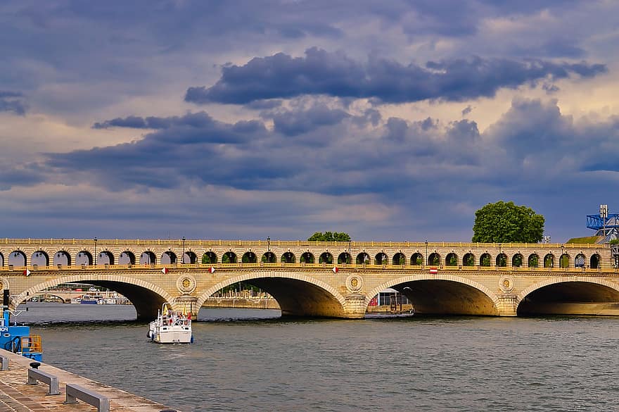γέφυρα, τράτα, ποτάμι, Παρίσι