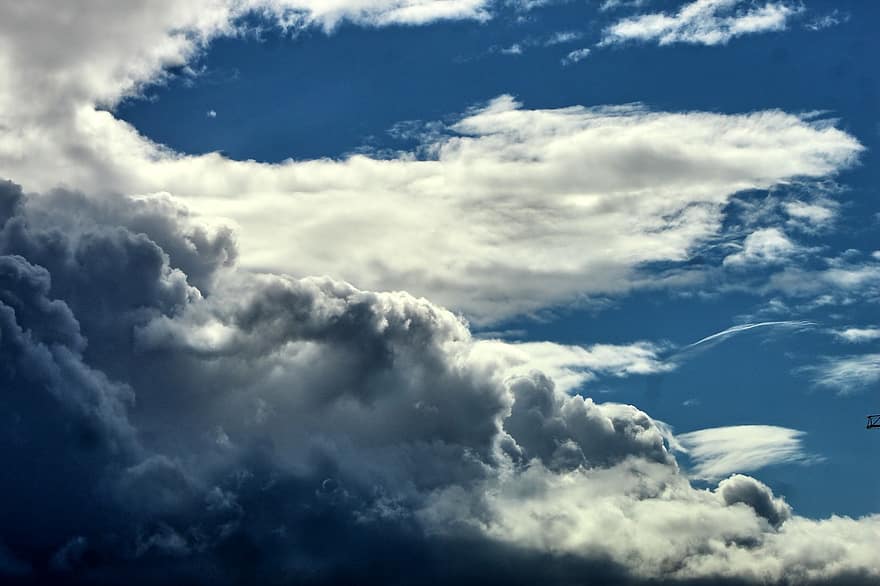 panorama, nuvens, céu, tempestade, pesado