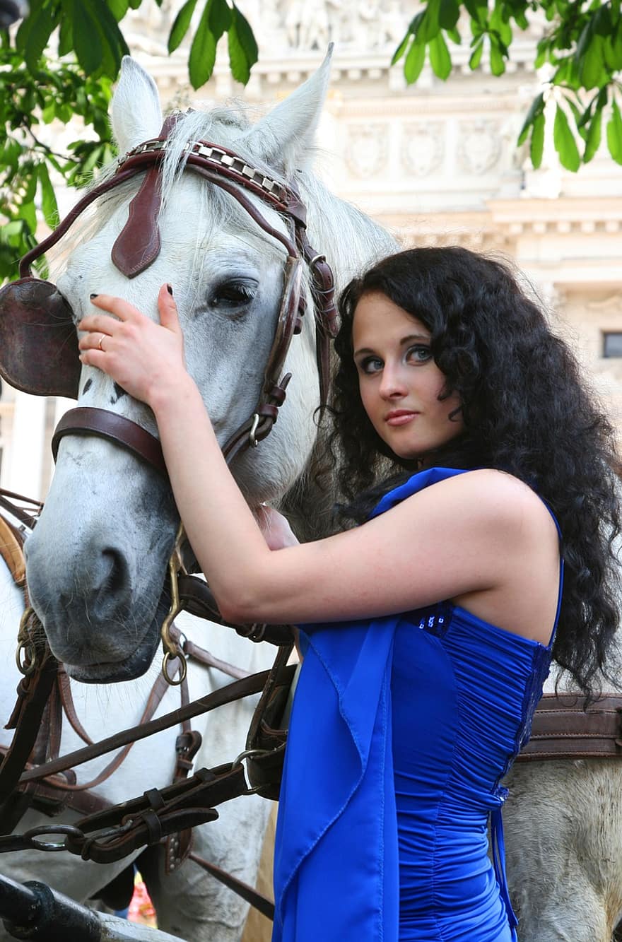 лошадь, женщина, портрет