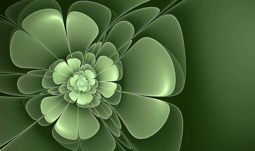 fractal, flor, verde, fantasia, Flor, trevo, arte fractal, Arte verde