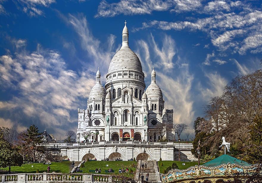 montmartre, Pariisi, pyhä sydän, historiallinen, Ranska, kaupunki, kuuluisa paikka, arkkitehtuuri, kristinusko, uskonto, historia