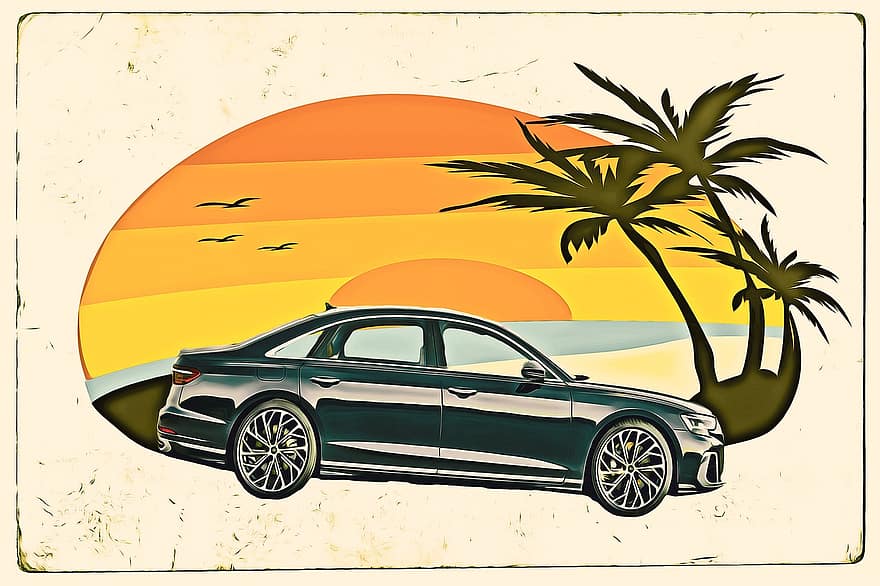 Audi, автомобил, превозно средство, спортна кола, луксозен автомобил, палми, лукс, класически, почивки, кола, сухопътни превозни средства