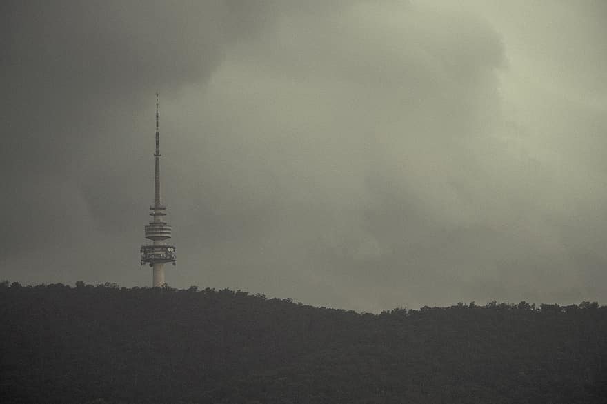 탑, 캔버라, 오스트레일리아, 텔스트라, 자연, 구름, 하늘, 아무도, 건축물, 방송, 통신 타워