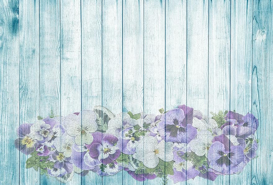 banci, di atas kayu, musim panas, pirus, biru, kayu, bunga-bunga, romantis, segar, vintage, dinding kayu