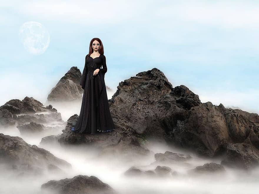 Fantasy, Mystic, Women, Compose, Dream, Atmosphere, Mysterious, Atmospheric, Clouds, Girl, Imaginary