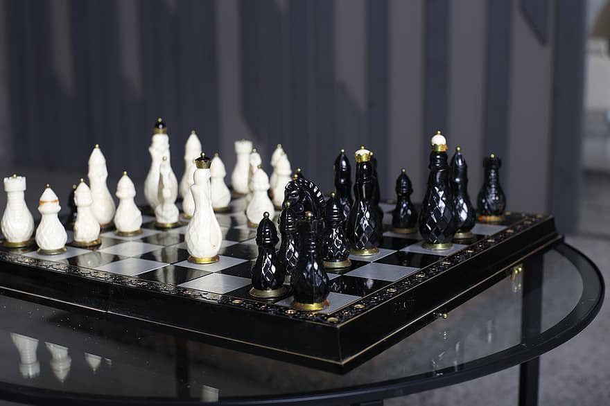 szachy, gra, strategia, stół