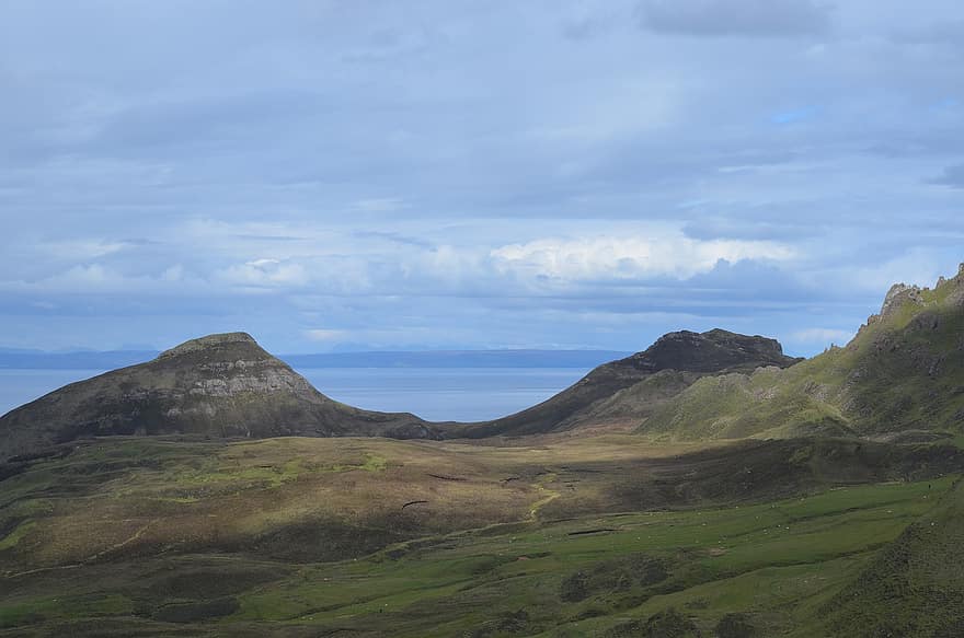Natur, Reise, Erkundung, draußen, Schottland, Isle of Skye, Landschaft, Hügel, Berg, Gras, Sommer-