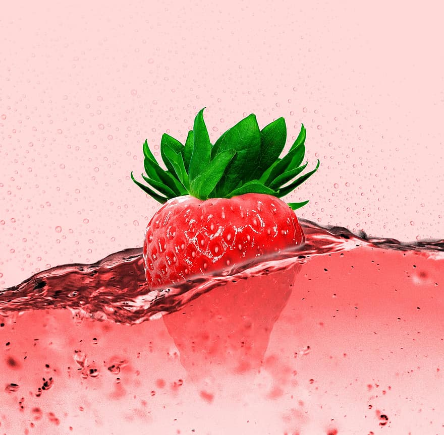 jordgubbe, jordgubbsjuice, fruktig, dryck, frukt, hälsosam, röd, vitaminhaltig, späck, vesikel, dra nytta av