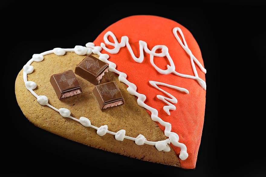 cookie, srdce, perník, Valentýn, čokoláda, dezert, jídlo, sladké jídlo, cukroví, milovat, gurmán