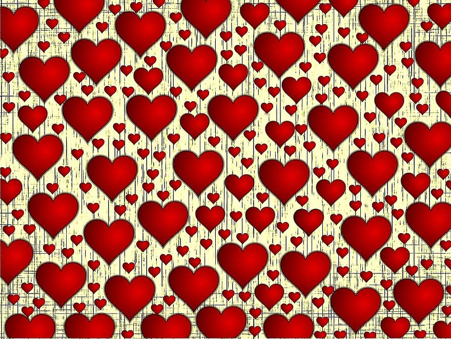 Herzen, Muster, Liebe, Romantik, Symbole, abstrakt, Hintergrund