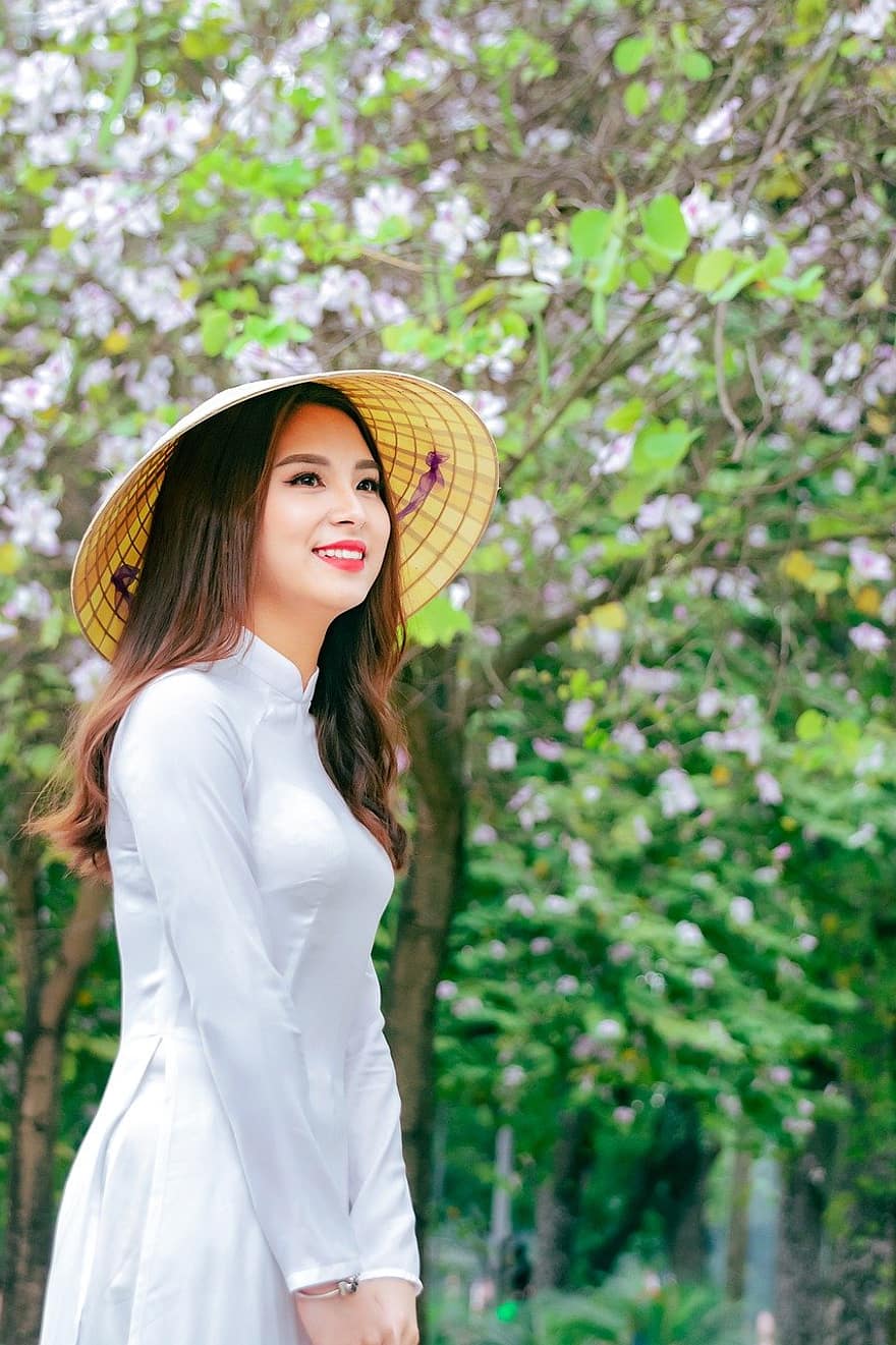 oa dai, mode, vrouw, Vietnamees, Nationale klederdracht van Vietnam, traditioneel, mooi, meisje, pose, model-, Vietnam