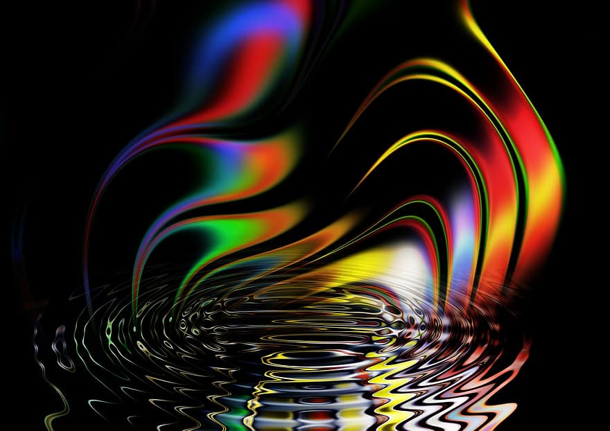 Abstract, Lines, Rainbow, Colorful, Color, Design, Background, Presentation, Black, Pattern, Art